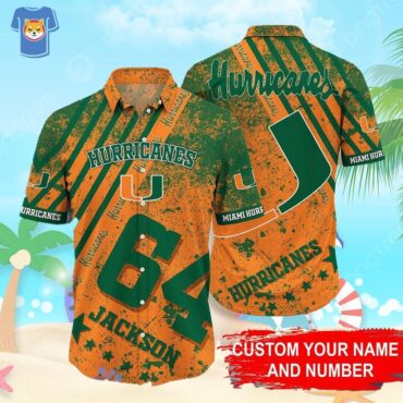 Miami Hurricanes Custom Name And Number New Gift For Summer Beach Summer Hawaiian Shirt