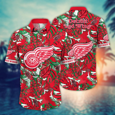Detroit Red Wings Nhl Hawaiian Shirt Sun Up Aloha Shirt