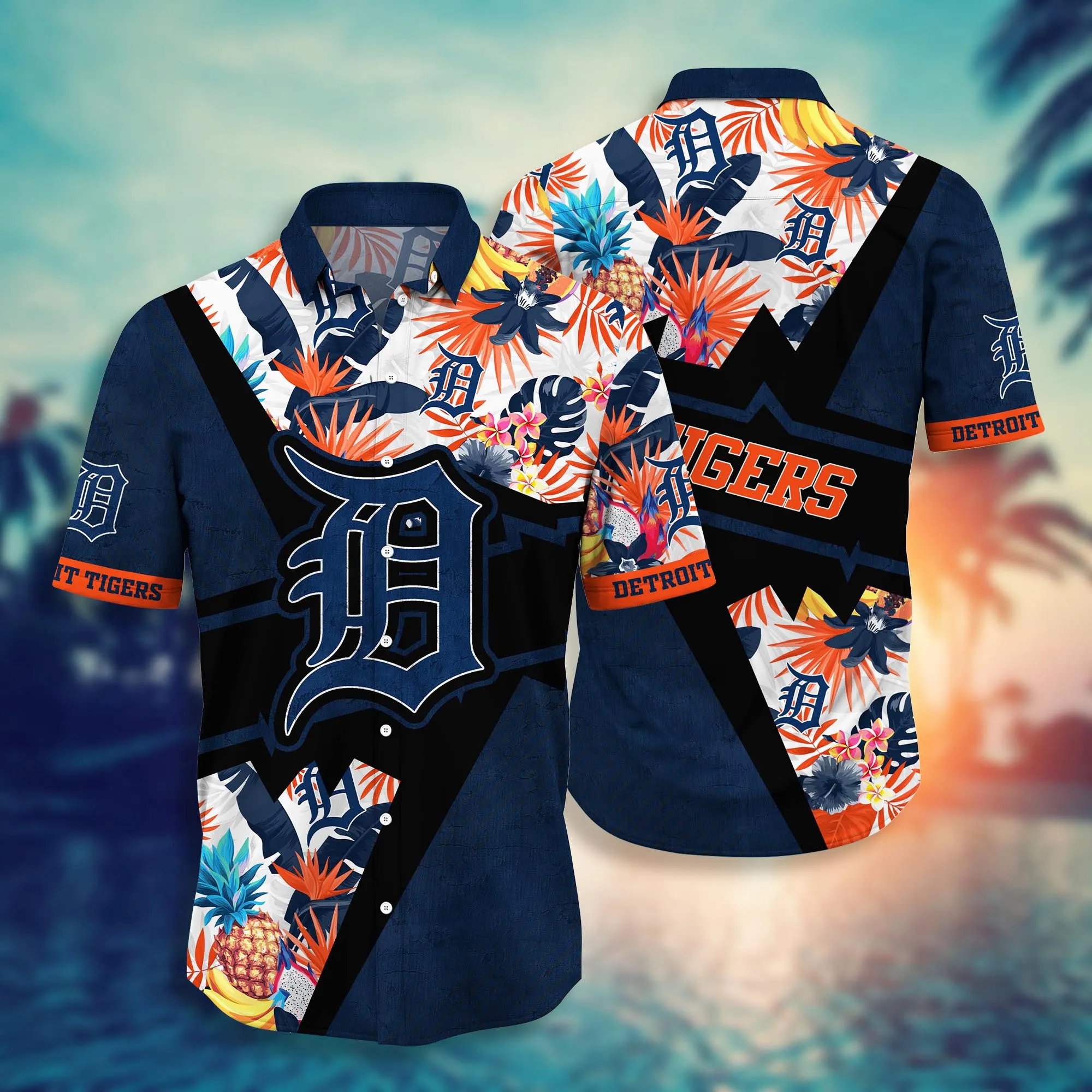 Detroit Tigers MLB Hawaiian Shirt Parasols Aloha Shirt