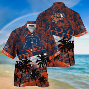 Detroit Tigers MLB Palm Tree Pattern Hawaii Shirt For Sports Fans Unisex Sport Hawaii Shirt