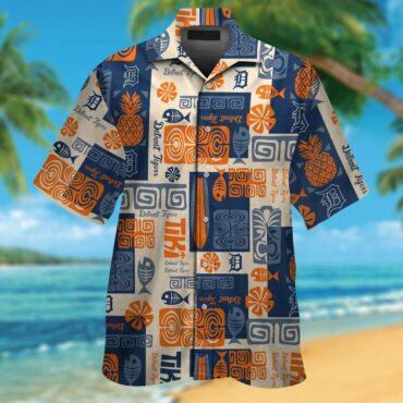 Detroit Tigers Short Sleeve Button Up Tropical Hawaiian Shirt Ver05