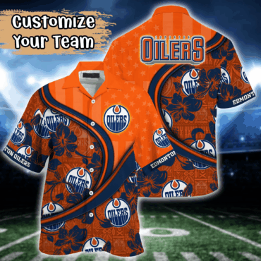 Edmonton Oilers NHL US Flag Hawaiian Shirt Custom Summer Aloha Shirt