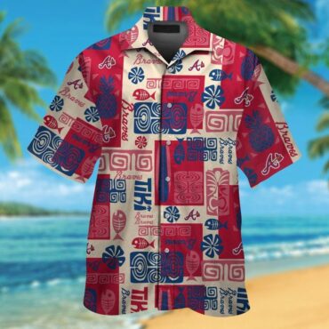Atlanta Braves Hawaiian Tropical Shirt Short Sleeve Button Up