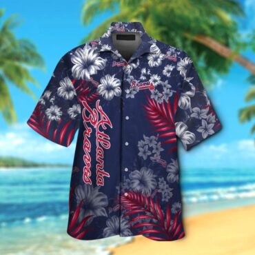 Atlanta Braves Hawaiian Short Sleeve Shirt Button Up Tropical