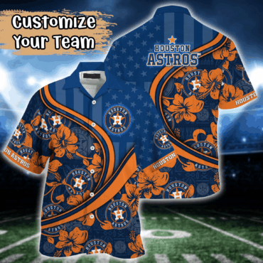 Houston Astros MLB US Flag Hawaiian Shirt Custom Summer Aloha Shirt