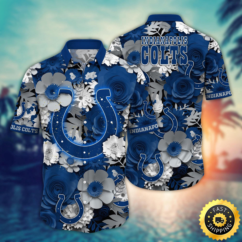 Indianapolis Colts Hawaii Shirt Flower Colorful Coastal Wear