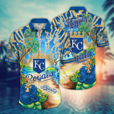 Kansas City Royals MLB Hawaiian Shirt Sea Shorestime Aloha Shirt
