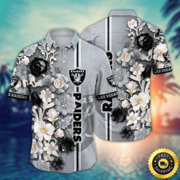Las Vegas Raiders Hawaii Shirt  Flower Aloha Shirt For Football Fans