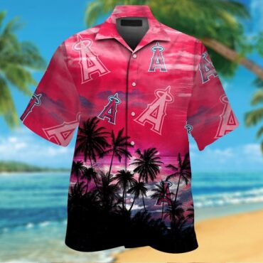 Los Angeles Angels Short Sleeve Button Up Tropical Hawaiian Shirt Ver06