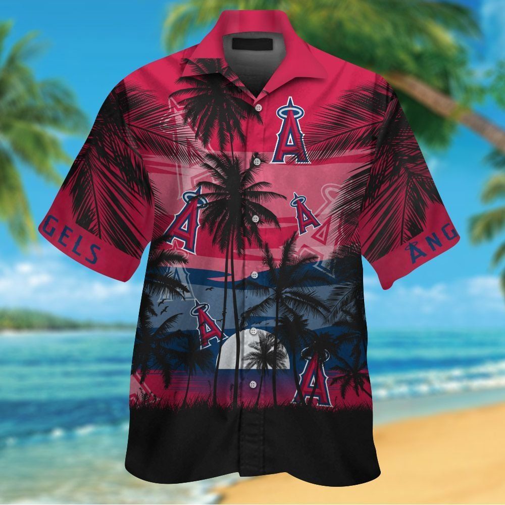 Los Angeles Angels Short Sleeve Button Up Tropical Hawaiian Shirt Ver08