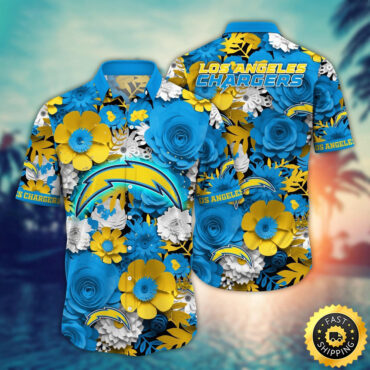 Los Angeles Chargers Hawaii Shirt  Flower Colorful Coastal Wear