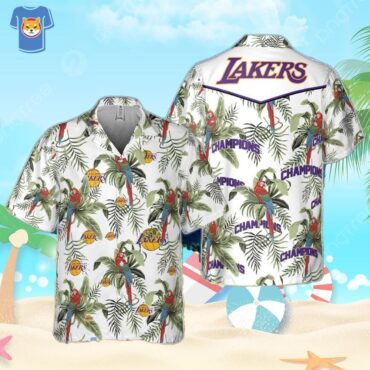 Tropical And Basketball Champions Pattern Print Hawaiian Shirt