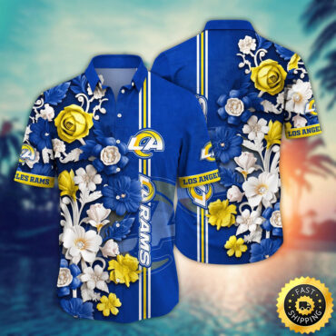 Los Angeles Rams Hawaii Shirt  Flower Aloha Shirt For Football Fans