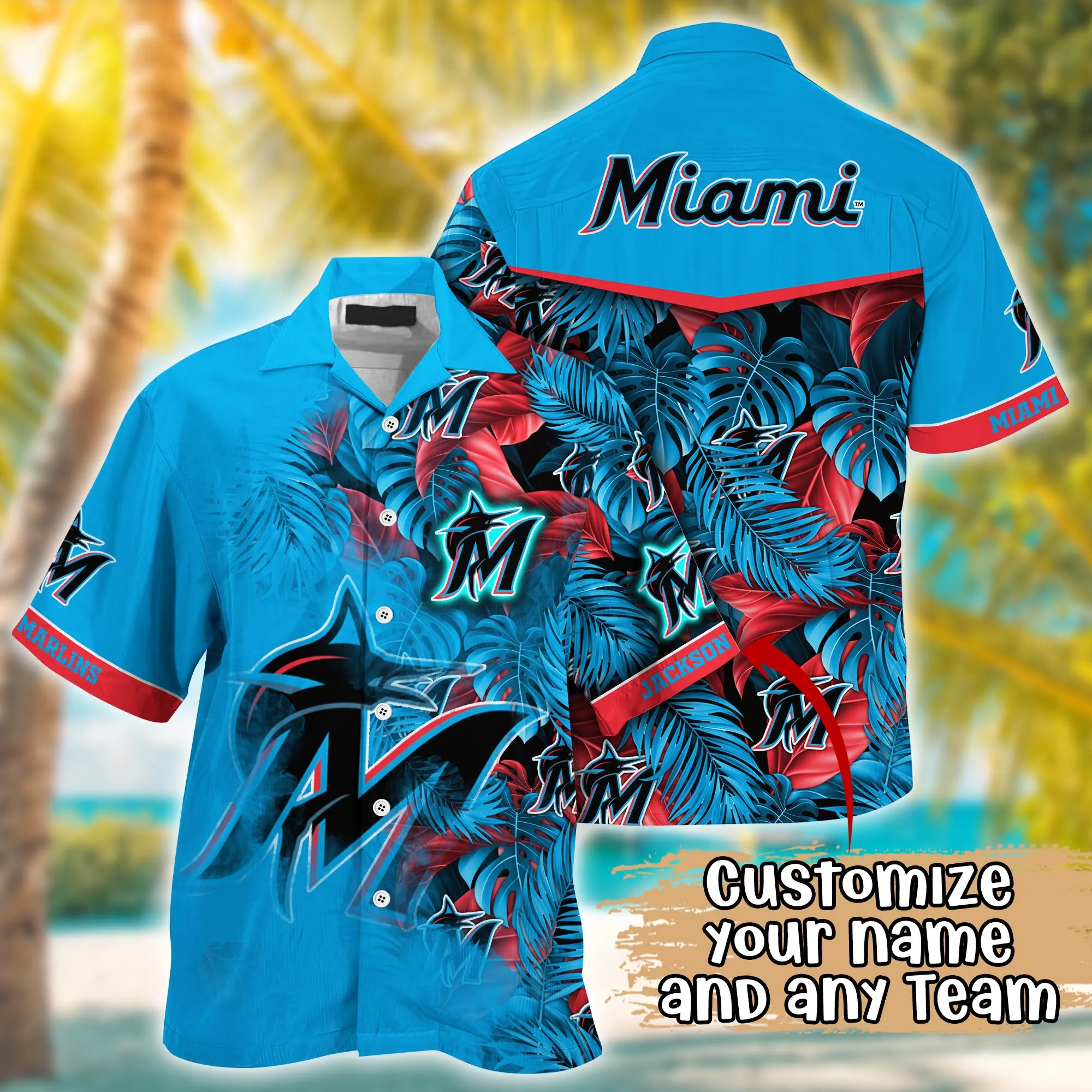 Miami Marlins MLB Summer Hawaii Shirt And Tshirt Custom Aloha Shirt