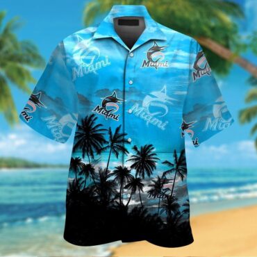 Miami Marlins Short Sleeve Button Up Tropical Hawaiian Shirt Ver01