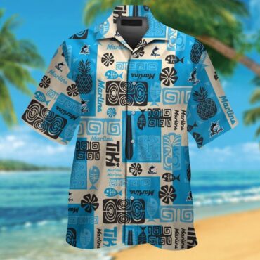 Miami Marlins Short Sleeve Button Up Tropical Hawaiian Shirt Ver02