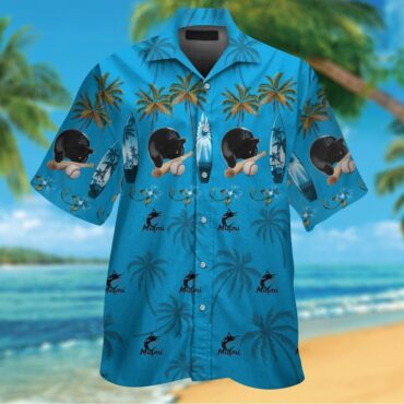 Miami Marlins Short Sleeve Button Up Tropical Hawaiian Shirt Ver06
