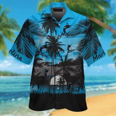 Miami Marlins Short Sleeve Button Up Tropical Hawaiian Shirt Ver08