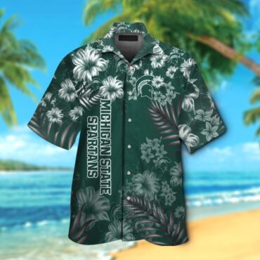 Michigan State Spartans Short Sleeve Button Up Tropical Shirt Hawaiian Shirt