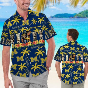 Michigan Wolverines Name Personalized Tropical Hawaiianian Shirt