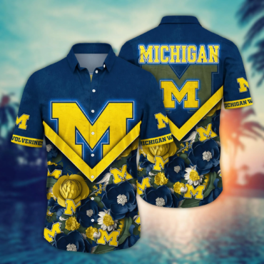 Michigan Wolverines Ncaa Hawaiian Shirt Custom Ocean Waves Aloha Shirt