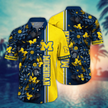 Michigan Wolverines Ncaa Hawaiian Shirt Custom Sea Breeze Aloha Shirt