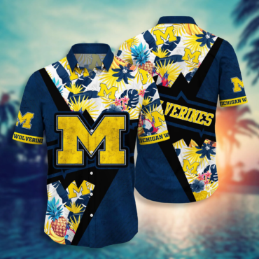 Michigan Wolverines Ncaa Hawaiian Shirt Ocean Waves Aloha Shirt