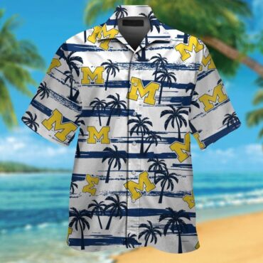 Michigan Wolverines Short Sleeve Button Up Tropical Hawaiian Shirt Ver011
