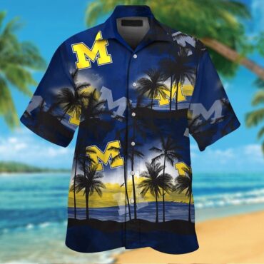Michigan Wolverines Short Sleeve Button Up Tropical Hawaiian Shirt Ver031
