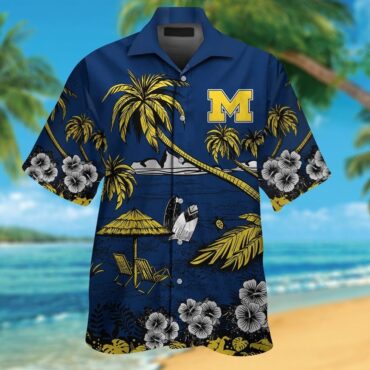 Michigan Wolverines Short Sleeve Button Up Tropical Hawaiian Shirt Ver032