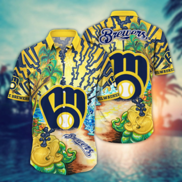 Milwaukee Brewers MLB Hawaiian Shirt Warm Nightstime Aloha Shirt