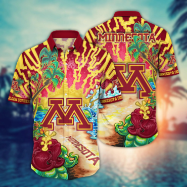 Minnesota Golden Gophers Ncaa Hawaiian Shirt Golden Hourtime Aloha Shirt