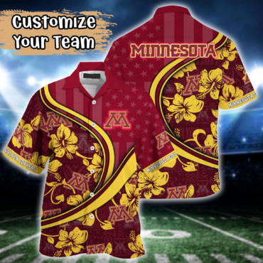 Minnesota Golden Gophers Ncaa Us Flag Hawaiian Shirt Custom Summer Aloha Shirt