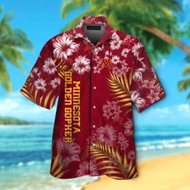 Minnesota Golden Gophers Short Sleeve Button Up Tropical Hawaiian Shirt