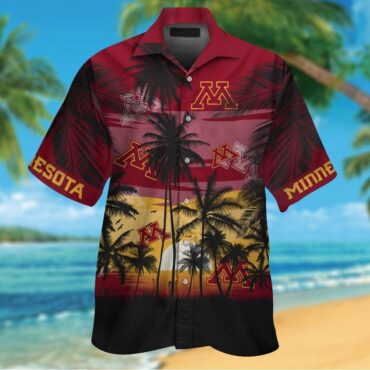 Minnesota Golden Gophers Short Sleeve Button Up Tropical Hawaiian Shirt