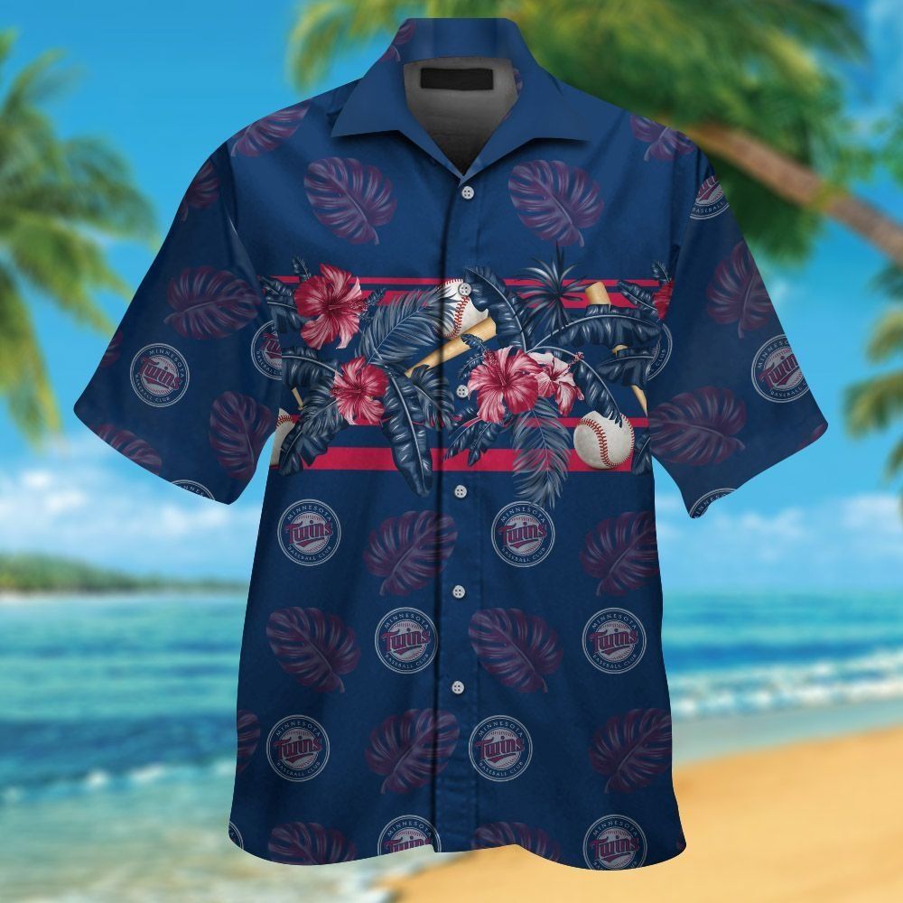 Minnesota Twins Short Sleeve Button Up Tropical Hawaiian Shirt Ver02