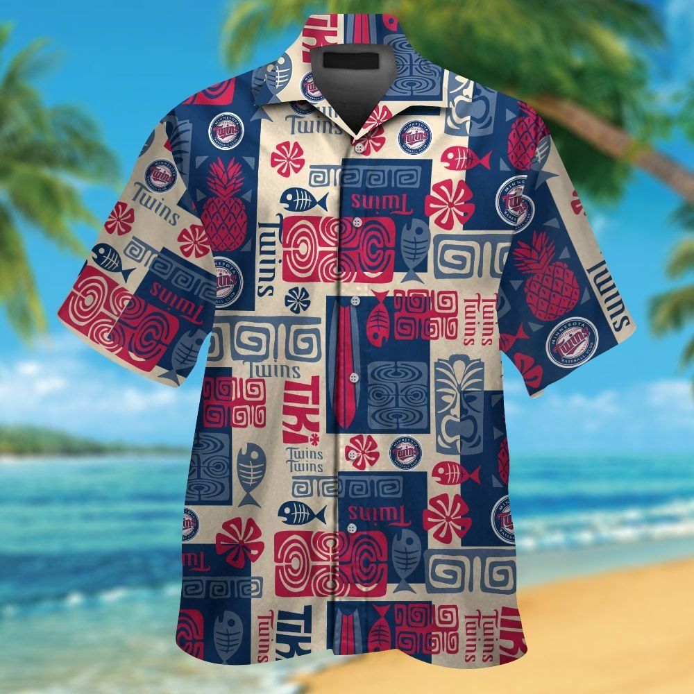 Minnesota Twins Short Sleeve Button Up Tropical Hawaiian Shirt Ver05
