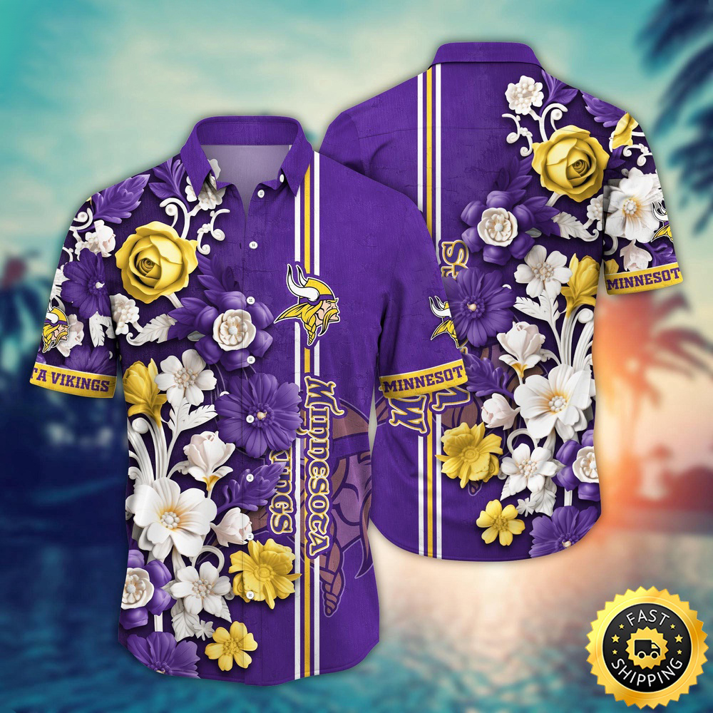 Minnesota Vikings Hawaii Shirt Flower Aloha Shirt For Football Fans