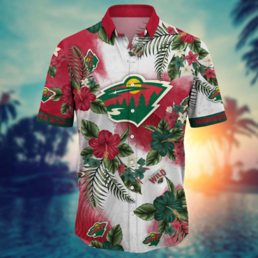 Minnesota Wild NHL Hawaiian Shirt Evening Strollstime Aloha Shirt