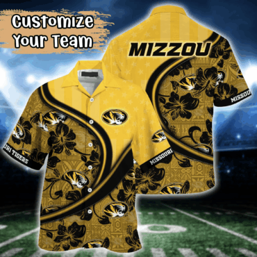 Missouri Tigers Ncaa Us Flag Hawaiian Shirt Custom Summer Aloha Shirt