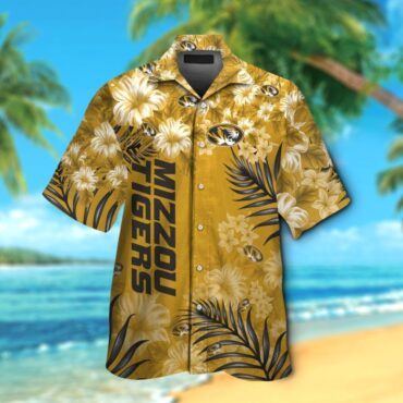 Missouri Tigers Short Sleeve Button Up Tropical Hawaiian Shirt