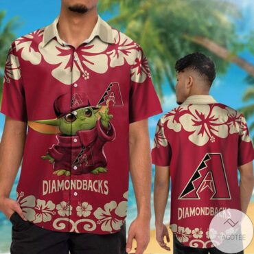 Arizona Diamondbacks Red Gold Baby Yoda Trendy Hawaiian Shirt