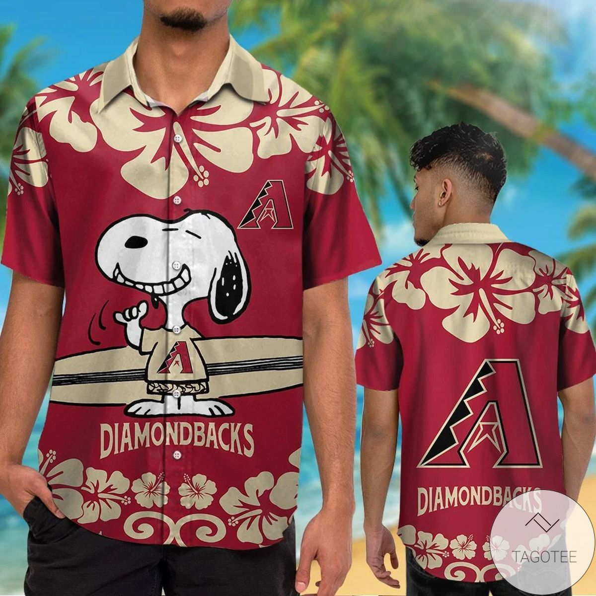 Arizona Diamondbacks Red Gold Snoopy Trendy Hawaiian Shirt Aloha Shirt
