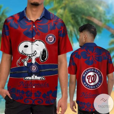 Alternative view of Washington Nationals Snoopy Trendy Hawaiian Shirt Aloha Shirt