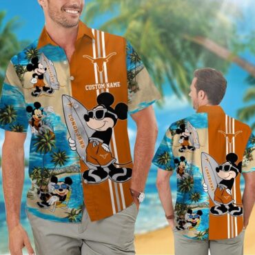 Texas Longhorns Mickey Tropical Hawaiian Shirt