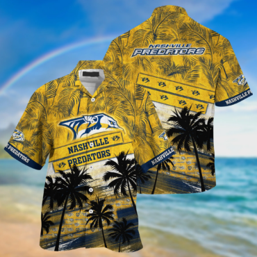Nashville Predators NHL Palm Tree Pattern Hawaii Shirt For Sports Fans Unisex Sport Hawaii Shirt