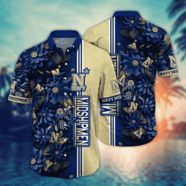 Navy Midshipmen Ncaa Hawaiian Shirt Custom Sea Breeze Aloha Shirt