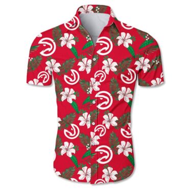 Atlanta Hawks White Hibiscus Red Hawaiian Shirt