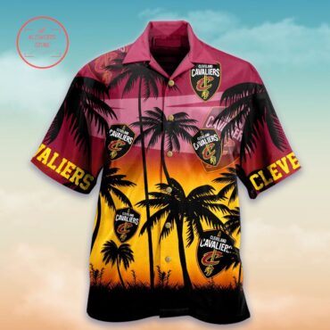 Cleveland Cavaliers Wine Gold Palm Trees Trendy Hawaiian Shirt Aloha Shirt
