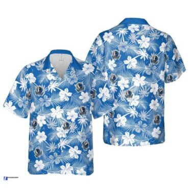 Dallas Mavericks White Blue Hibiscus Flowers Hawaiian Shirt
